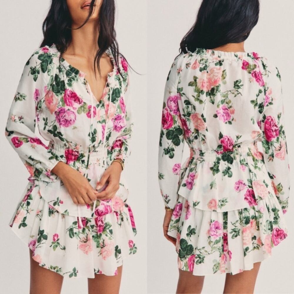 LoveShackFancy Venetian Island Dress Rose Print Ballet Blush Pink Feminine M 6/8 - Picture 9 of 9